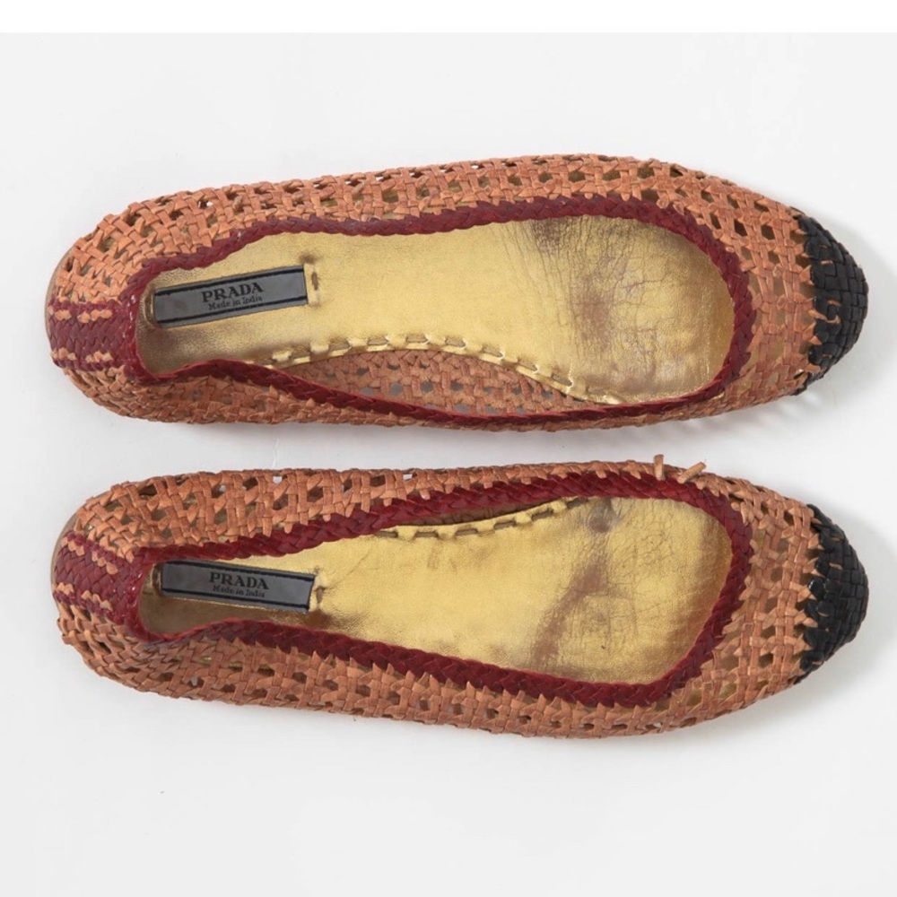 Prada multicolor woven flats
